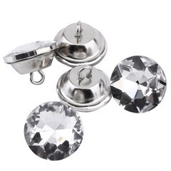 Diamante Silver Rhinestone Crystal Round Buttons Sewing Craft (20mm) CHU