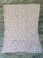 Vintage Pale Pink Floral Seersucker Fabric 88” x 33” (2.4 Yards) Red Roses