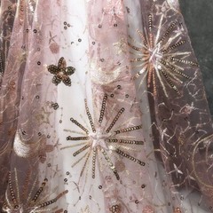 Sequin Star Mesh Lace Fabric Sheer Wedding Dress Skirts Sew Cloth Curtain Craft