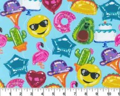 Robert Kaufman Party Balloons 100% Cotton Fabric on Blue BTY 36″ x 44″