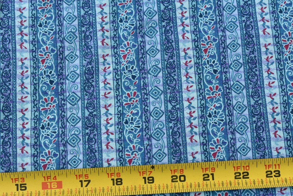 By 1/2 Yd, Vintage, Blue & Turquoise Striped Quilt Cotton, Classic Cottons, N316