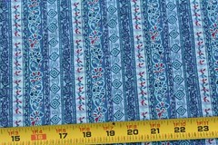 By 1/2 Yd, Vintage, Blue & Turquoise Striped Quilt Cotton, Classic Cottons, N316