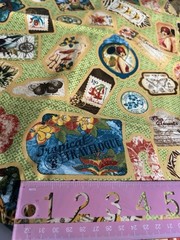 Tropical Travelogue Fabric Fat Quarter Junk Journal Cotton Quilt Wilmington F63