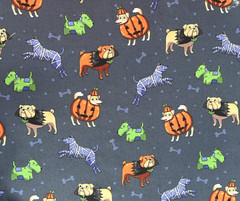 Fabric Dogs in Halloween Costume on Dark Grey – Cotton BTY