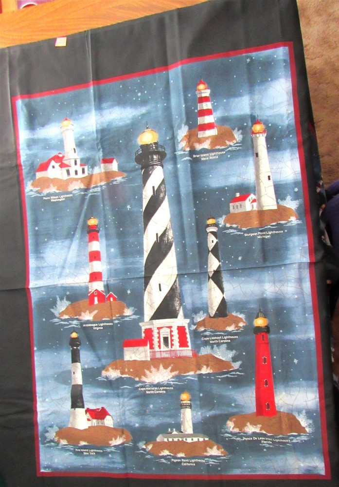 1 panel Lighthouses Quilt Top/Wall Hanging 36″ x 44″ by Spring Ind.