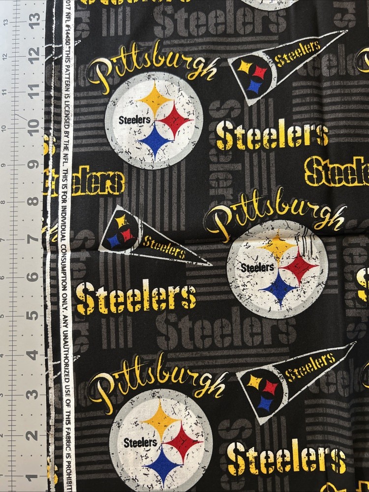 NFL Pittsburgh Steelers Football Cotton Fabric 1/2 Yard (17.5” By 58”) New