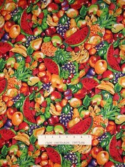Food Fabric – Tuscany Packed Fruit Apple Grape Watermelon – Cotton YARD