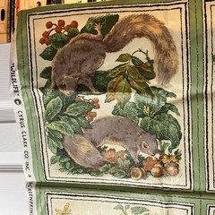 Cyrus Clark Wildlife Vtg Fabric Chintz 7 Panels Animal Frog Raccoon Fish 26.5×38