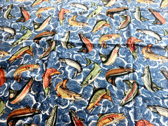 Cranston Vintage “Trout Fishing” Fabric by Joan Messmore – 1.5 Yards