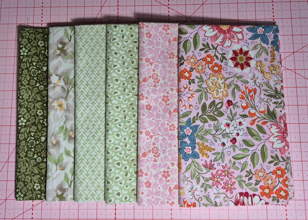 Field Rush Half Yard Bundle of 6 Moda BasicGrey Pinks Greens
