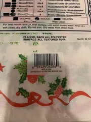 Christmas Flannel Backed Vinyl Tablecloth 52 X 70 Oblong Table Cover Wipe Clean