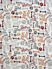 Puppy Dog Words Woof Bow Wow Paw Prints Animal Cotton Fabric By The Yard