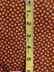 VTG Cranston Ditzy CALICO Brown Orange White &Yellow Florals Cottagecore BTFQ