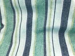 Richloom Outdoor Striped Fabric with Green Blue Weekender Lagoon by The Yard
