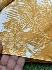 Indian Cotton Hand Block Beige Forest Dressmaking, Sewing Running Fabric 7 Yards