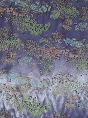 Japanese Brocade Fabric Satin Lavendar Pagoda Dress Kimono Vintage US SELLER