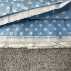 Waverly Blue White Polka Dot Quilting Fabric 4.25 Yards Cotton Sewing Yardage