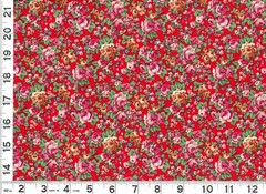 Dark Gold & Red Roses w/ Flowers on Red Quilting & Sewing Fabric by Yard #91136