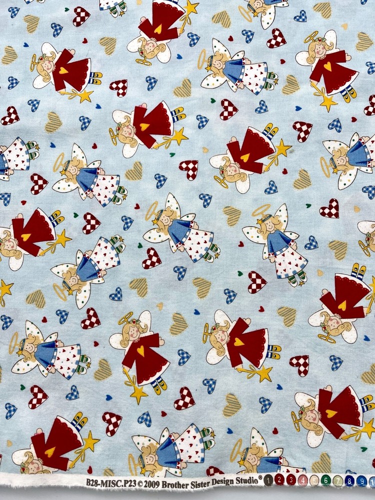 2009 Brother Sister Design Studio Fabric – Angels & Hearts on Blue – 4 yds
