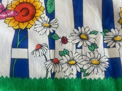 2.33Y Fabric Traditions 1996 Picket Fence Butterfly Ladybug Daisy Bee #2565 VTG