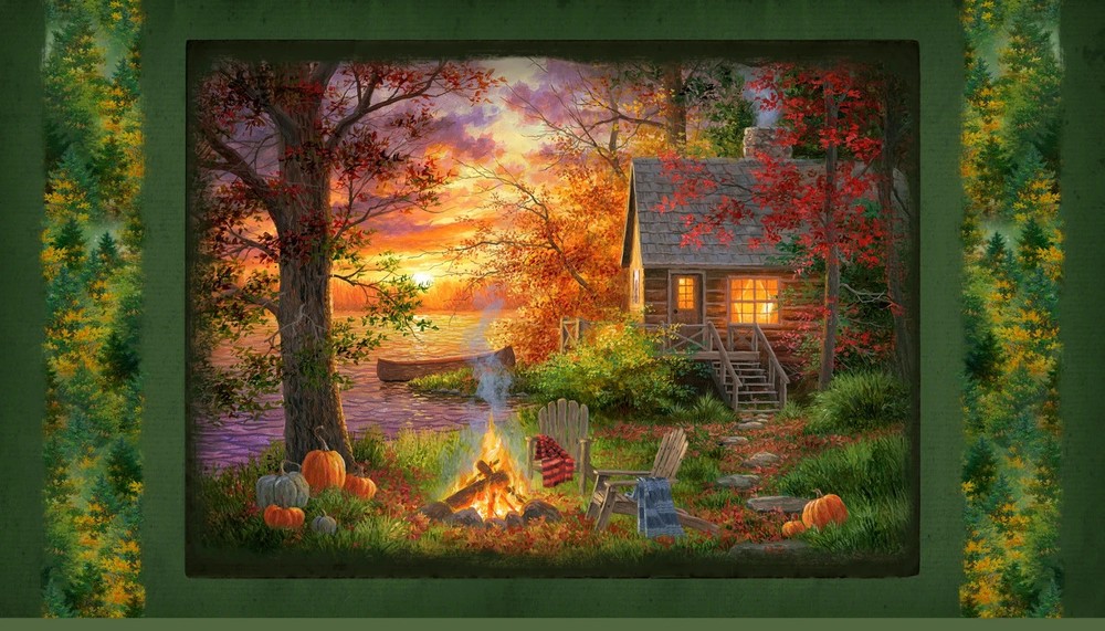 Fireside Serenity Sunset Serenity Panel 24In x 44 by Abraham Hunter