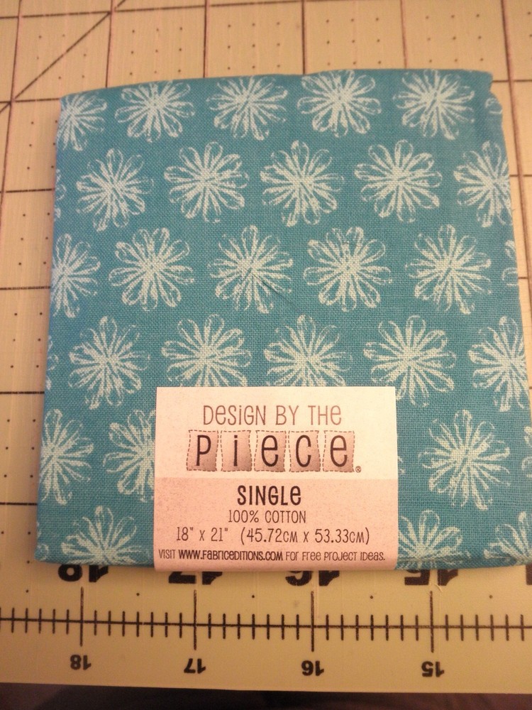 Design by the Piece White Flowers on Teal Fat Quarter, FREE SHIPPING