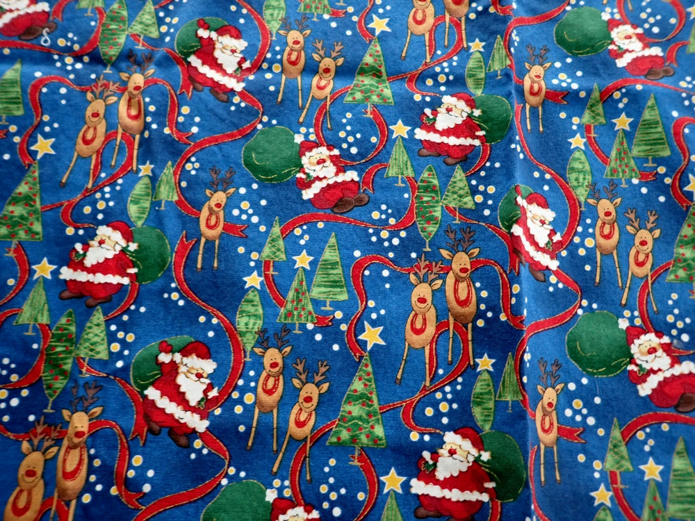 “Season’s Greetings” by Fabri-Quilt #620 Christmas Cotton Santa Reindeer Fabric