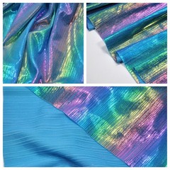 Shining Iridescent Hologram Laser Fabric Knit Crepe 58inch Wide, Blue Set 1 PCS