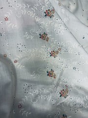 VTG Pink Floral and Faux Embossed Batiste Eyelet Single Border by Wamsutta BTY