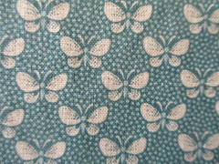 8 YDS AQUA & CREAM BUTTERFLIES 100% COTTON OOP