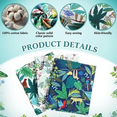 Boao 3 Pieces 3 Yards 62 Inch Wide Floral Cotton Fabric Tropical Rainforest