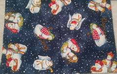 Fabric Red Rooster “O’ Snowy Night” 4 Pc Sampler Snowmen as Holy Family $8.95