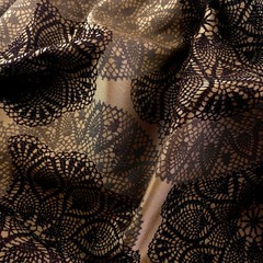 Faux Crochet Drapery Fabric Gold Brown Doily Lace Medallion 60″ Wide By The Yard