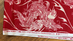 Riley Blake Designs Year of The Ninja Red Chinese Dragon Fabric 1 3/4 YD x 42