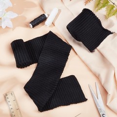 2 PCS Thick Knitted Rib Fabric Cuffs Replacement 28.7×2.75 Tubular Black