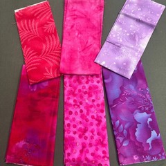 Pink Red Purple Fabric Lot Fat Quarters Quilting Cotton Batik + Mettler Thread