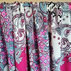 Ornate Italian Paisley Viscose Challis Fabric 60×80″ Pink Red Blue White 2.2 Yds