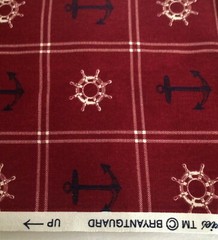 TWO 1/2 yard pieces NAUTICAL THEME FABRIC Bryant Industries Decorator RED BLUE
