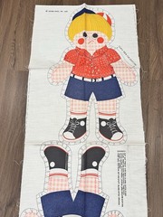 Vintage 1974 SPRING MILLS GINGHAM BOY DOLL 22” CUT & SEW FABRIC PANEL PILLOW