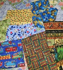 Lot Of 10 Pieces Of Kids Themed Cotton Quilting Fabrics Some Vintage Mixed Sizes
