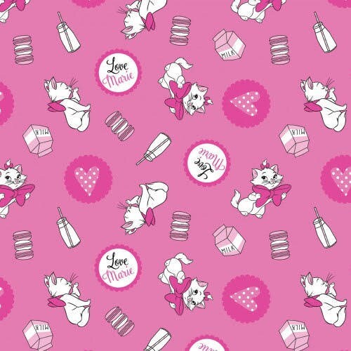 DISNEY ARISTOCATS MARIE LOVES MILK PINK FABRIC 100% Cotton BTHY