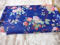 Fabric ~ Floral on Blue Background ~ 108 L x 60 W (3 Yards) ~ Soft, Lightweight