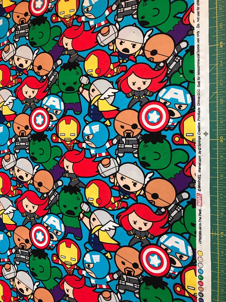 Kawaii Avengers Super Hero Marvel 100% cotton fabric sold by the yard #865