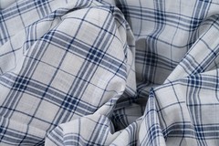 Luxury 100% Linen Shirt Fabric White Blue Check 130g 2m For Bespoke Shirt Italy