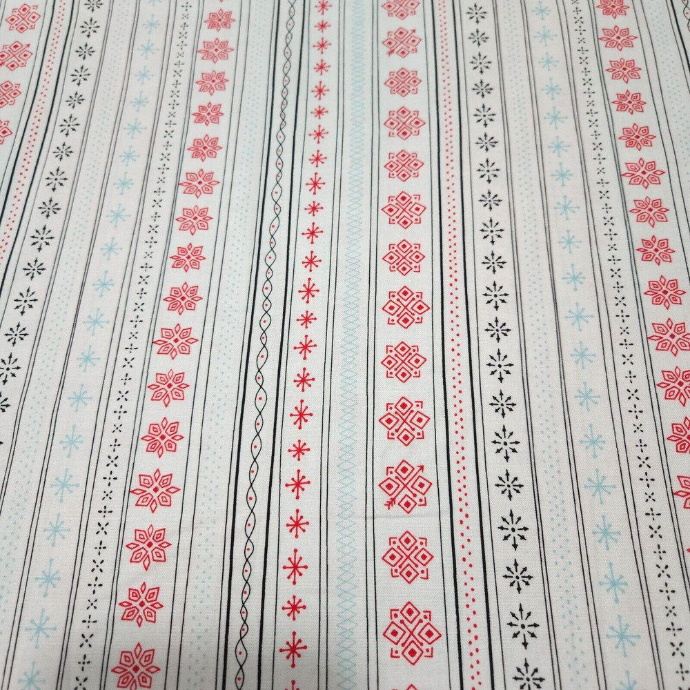 Snowflake Stripe BTY Ink & Arrow Red Blue Black on White