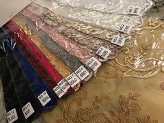 Elise TAUPE Polyester Corded Floral Embroidery on Mesh Lace Fabric by the Yard