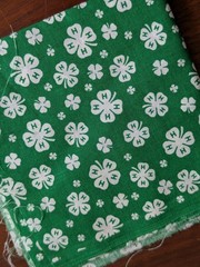 Vintage Green White 4H Club Fabric Clover Home School Farm 4x Pieces 12″ Square