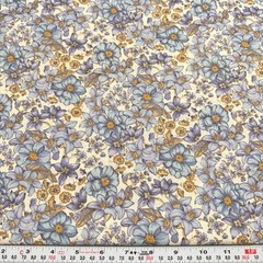 Vintage Ozark Calicos Fabri-Quilt Floral Cream Cotton Fabric Remnant 11″ x 45″