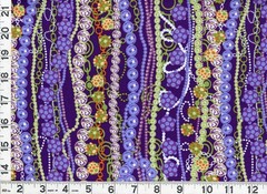 Purple, White & Dark Red Strands of Beads Quilting Fabric 1 Yard #Z19y