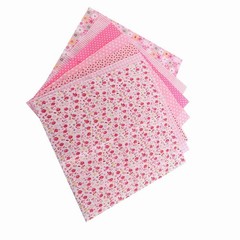 7-Pack 25x25cm Cotton Fabric DIY Assorted Pre-Cut Bedding Kit (Pink)